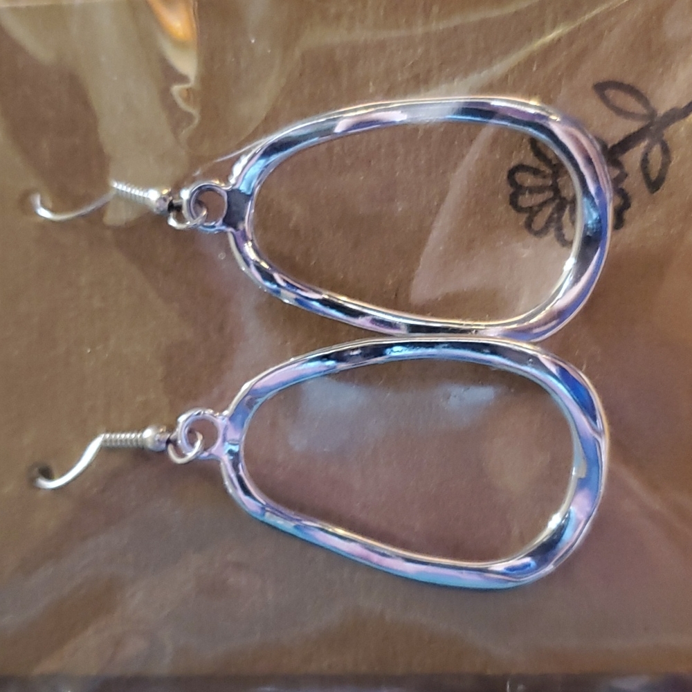 Beautiful oval-ish silver Hoop Earrings. Mild curves. Simply perfect.